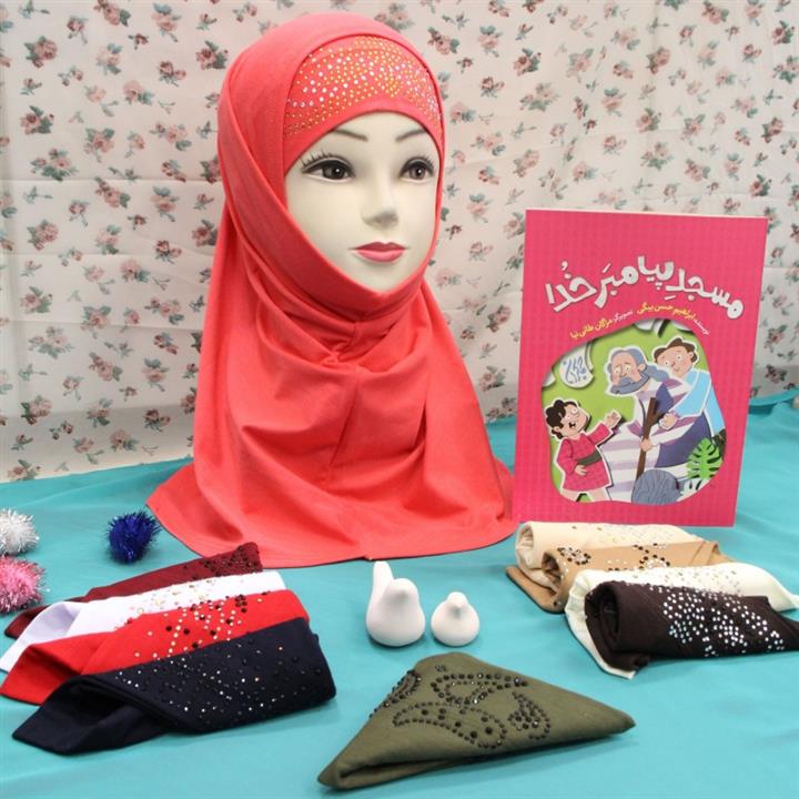 مقنعه دوتکه نگین دار